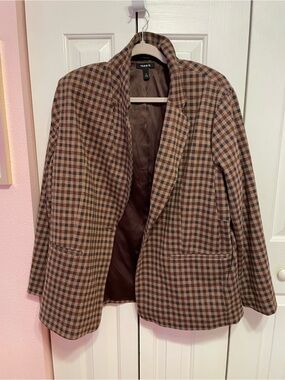 torrid Brown & Black Plaid Open Front Blazer Jacket